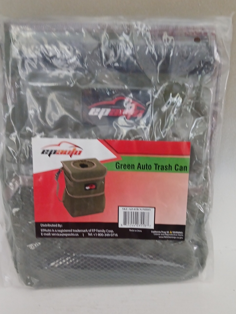 Green Auto Trash Can - Collapsible Car Trash Bin